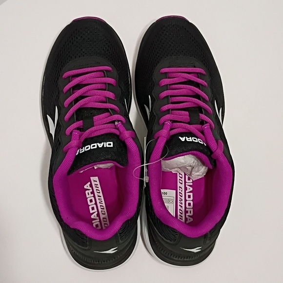 Diadora Swan Black Violet Bouquet Women's Casual Running Shoes - Picture 5 of 11